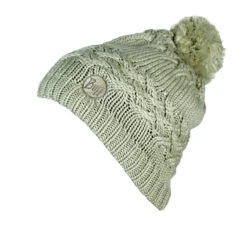 Buff Knitted & Polar Fleece Hat Savva Cream Melange Grey